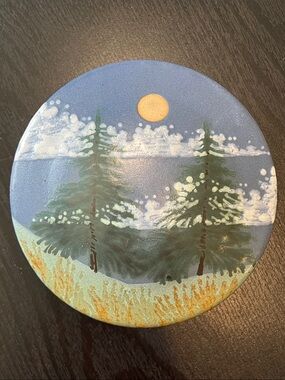 Jonathan Kesler Studio Pottery Moon Pine Landscape Ceramic Art Lidded Dish